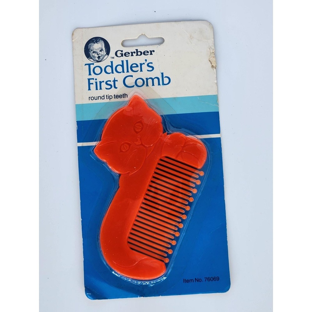 Vintage 1985 Gerber Toddler's First Comb‎ Baby Round Tip Teeth Sheep Design Red
